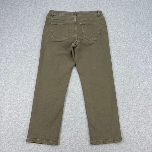 Michael Kors Chino Pants WMNS 10 Olive Green Straight Leg High Rise QS49055E9U - Picture 6 of 16